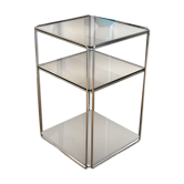 Chrome side table or bedside table by Max Sauze – Model "Isocèle", 1970s (2 available)