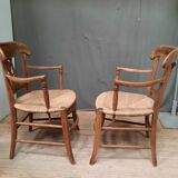 Pair of armchairs straw