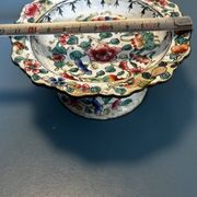 Pair of footed bowls in Canton enamel – China – floral decoration – F