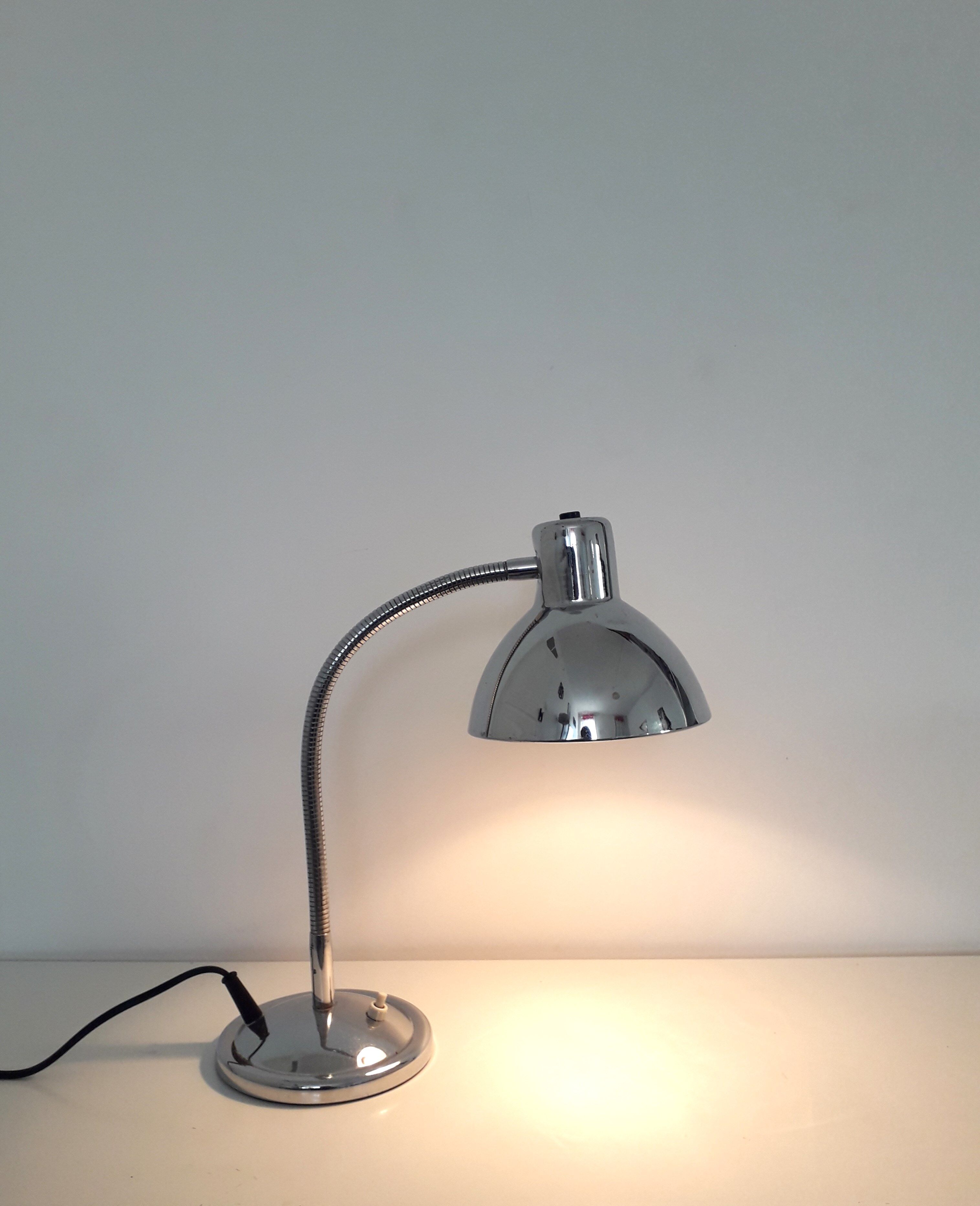 Adjustable desk / workshop lamp - Chrome metal - 1950