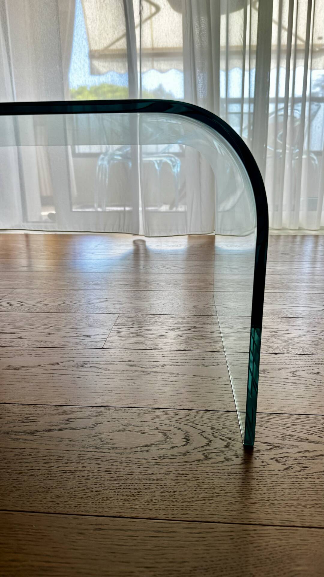Table basse en verre courbé 12 mm, 110 × 60 cm