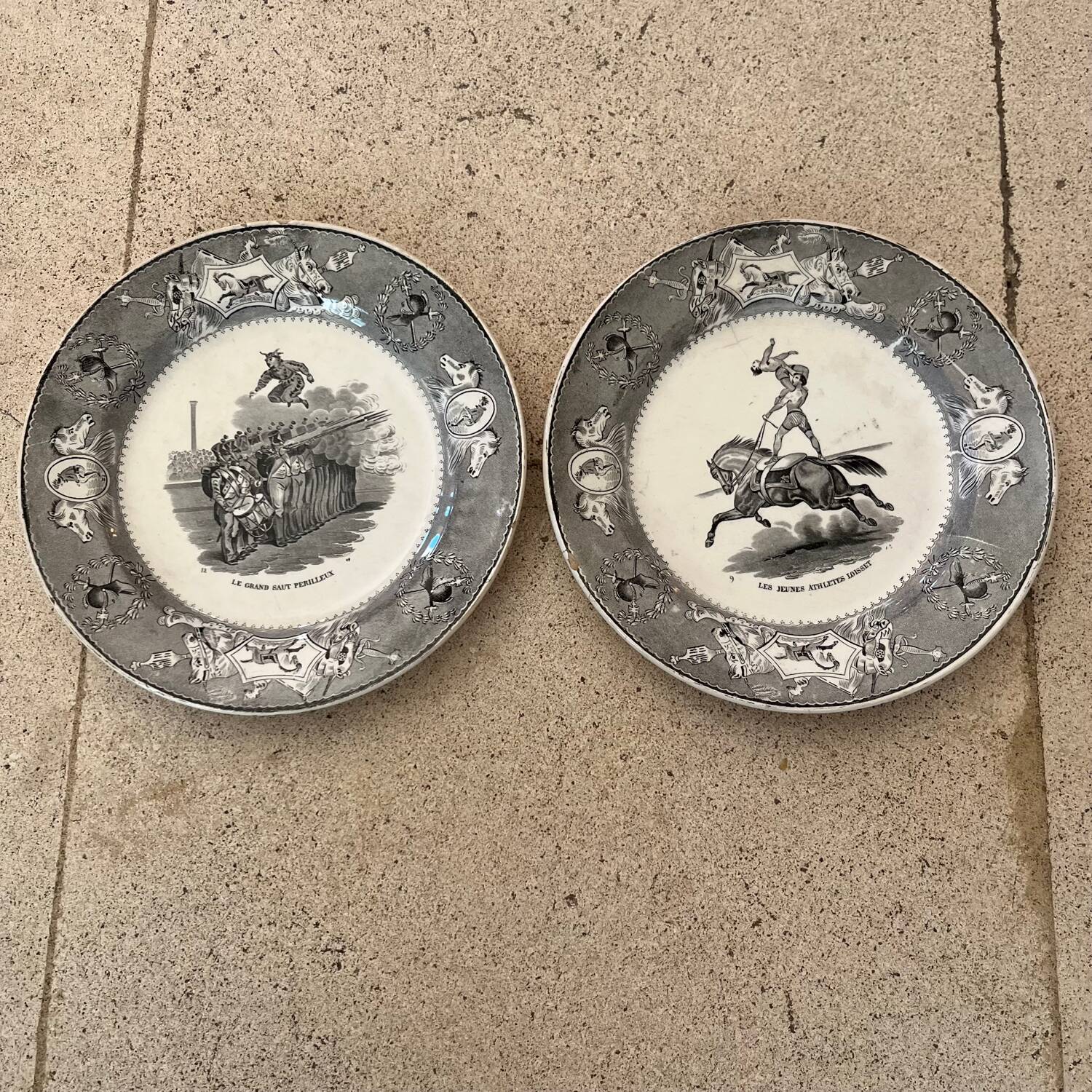 Duo of Creil & Montereau plates, 19th century.