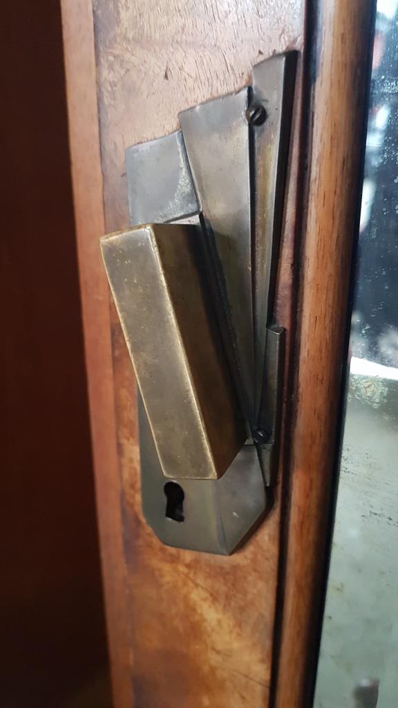Art Deco wardrobe with elm magnifying glass dome and oak