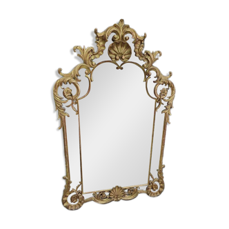 Miroir a parcloses en bois dore ref mart