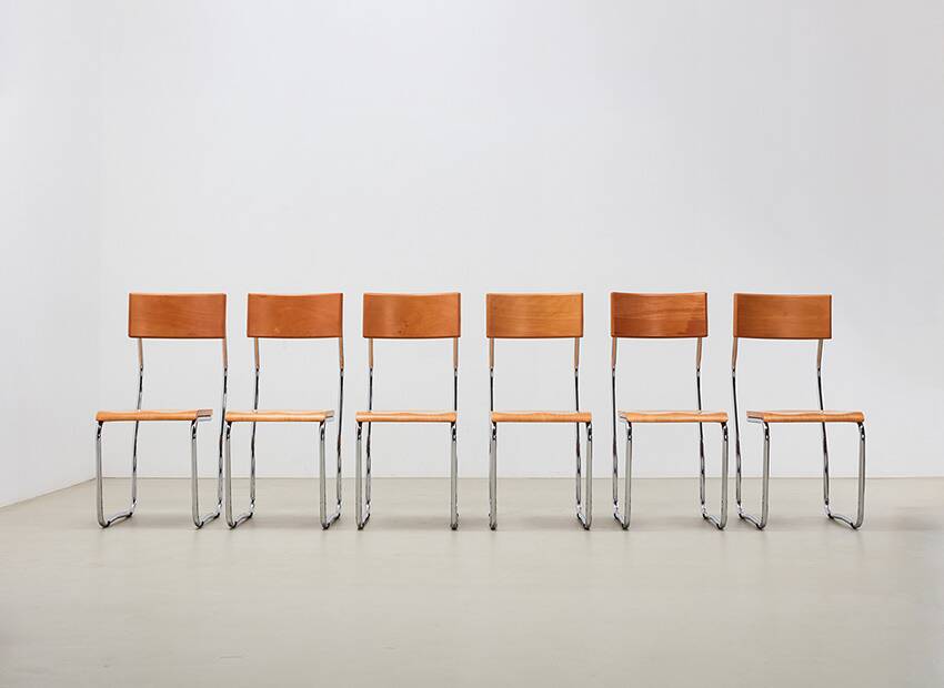 Giuseppe Terragni Set of 6 Lariana Dining Chairs Italy 1936/1990s