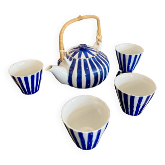 Striped ceramic tea set
