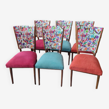 Lot de 6 chaises vintage design mexicain