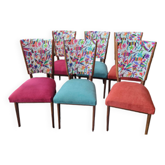 Set of 6 vintage Mexican design chairs