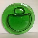 Handcrafted thick green glass empty pocket