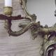 Large Pair of French Antique Bronze Mirror Double Candle Wall Sconces 5127