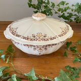 Large antique soup tureen in Longchamp earthenware.