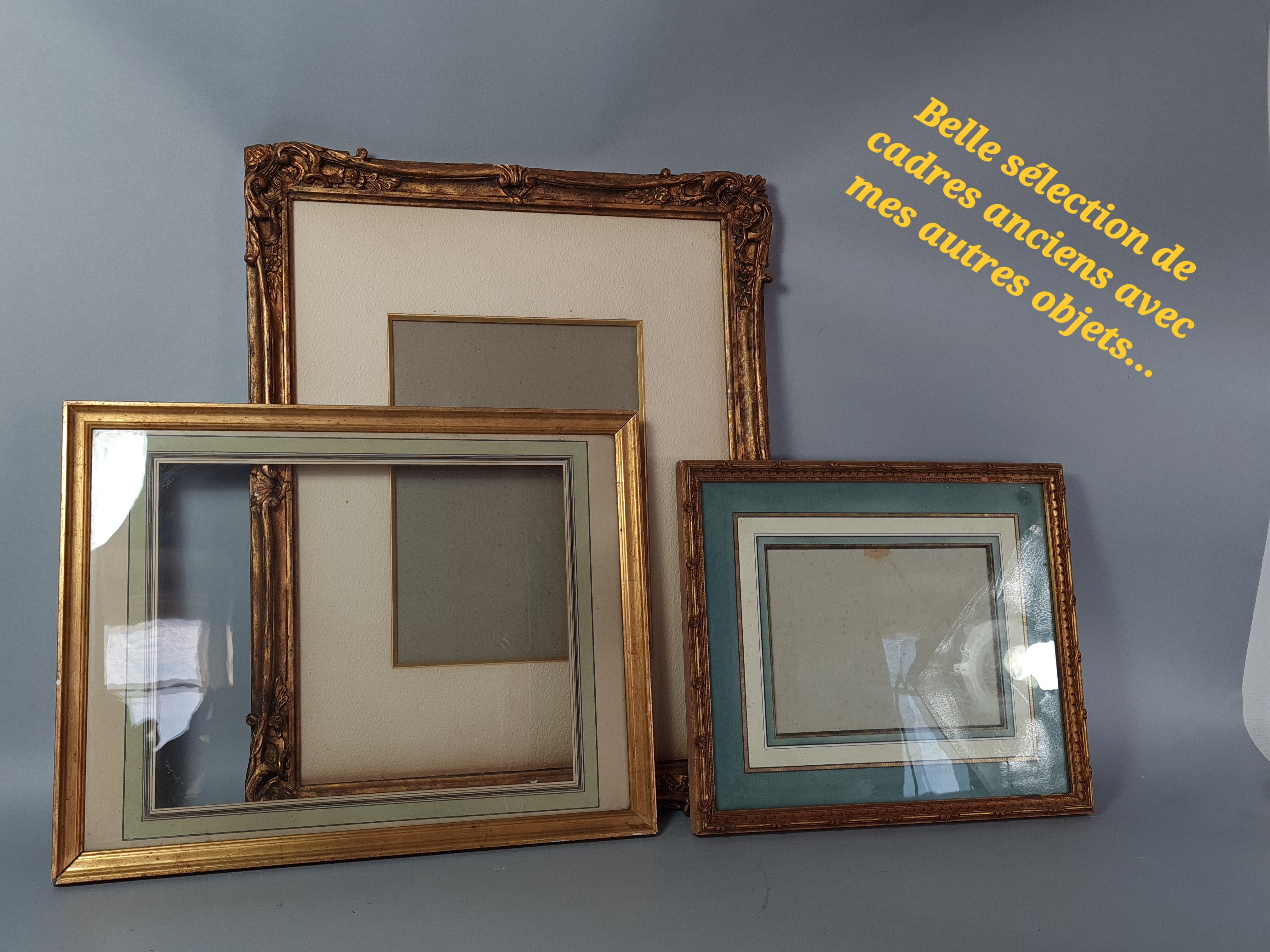 Old frame hollow edges gilded wood gold leaf 53x45 foliage 46x38 cm SB