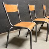 Set of Mulca school chairs patinated graphite.