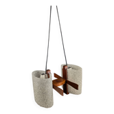 Scandinavian 2-light pendant light in teak and frosted perspex, 1960