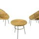 1950s Italian Rattan Basket Chairs & Matching Bistro Table Set