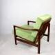 Brown vintage wooden armchair, pea green, design by Z. Bączyk - 2 pieces available