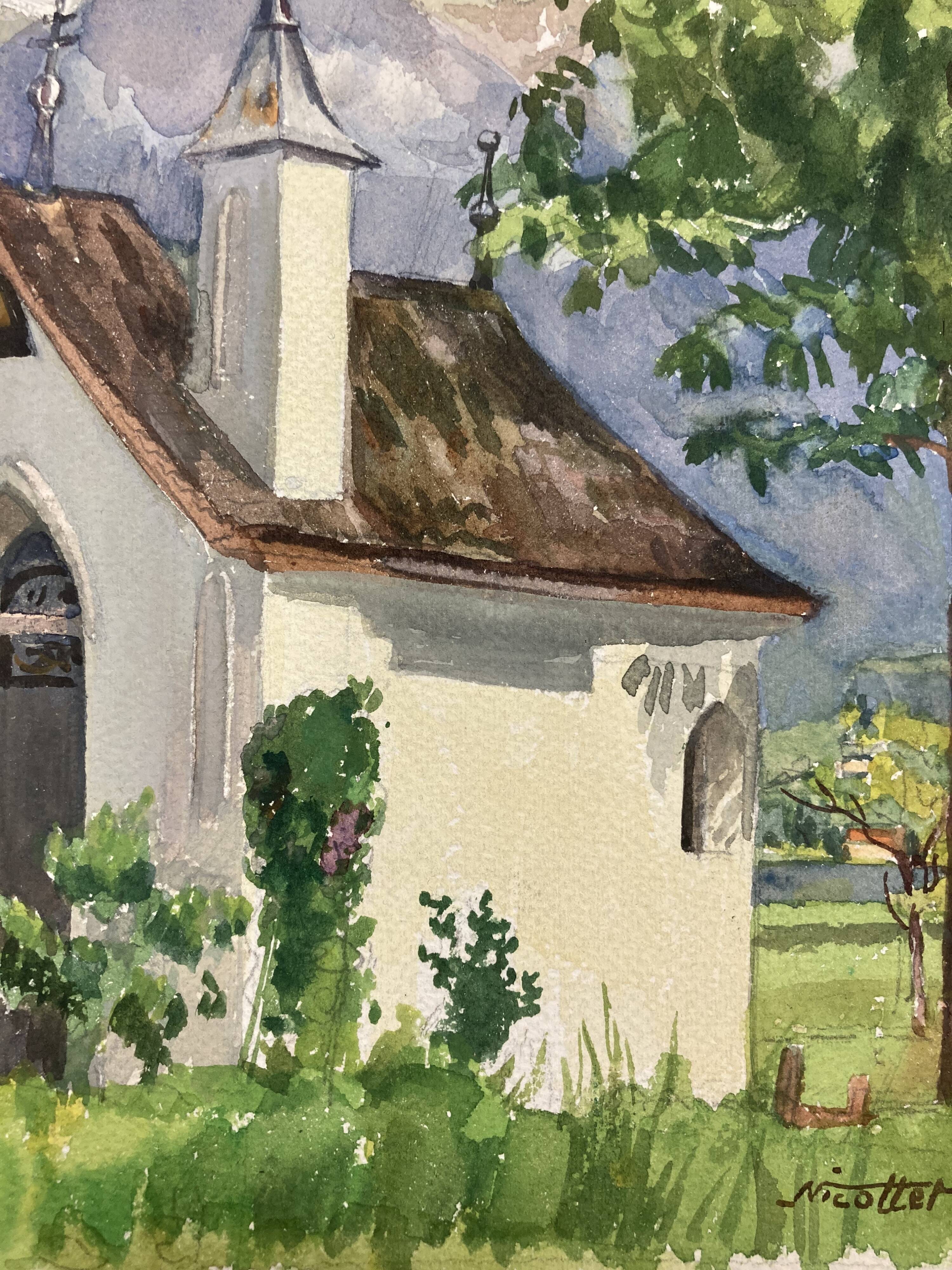 Vintage mountain watercolor