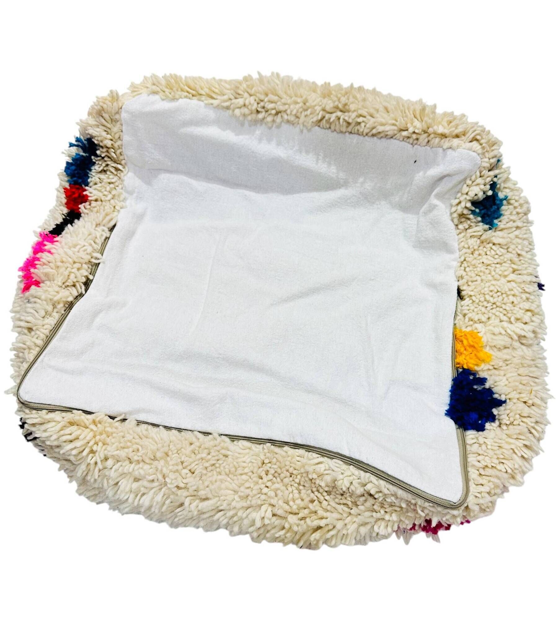 Berber floor cushion, Beni ouarain, Boujaad, Azilal Moroccan pouf pure wool 60 x 60 x 20 cm