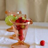 Set of 6 vintage Arcoroc Luminarc pink ice cream cups from the 70s