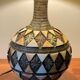 Vintage handcrafted lamp, pottery and silver-plated metal