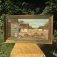 Vintage Oil Painting - Sunlit Farmyard with Chickens