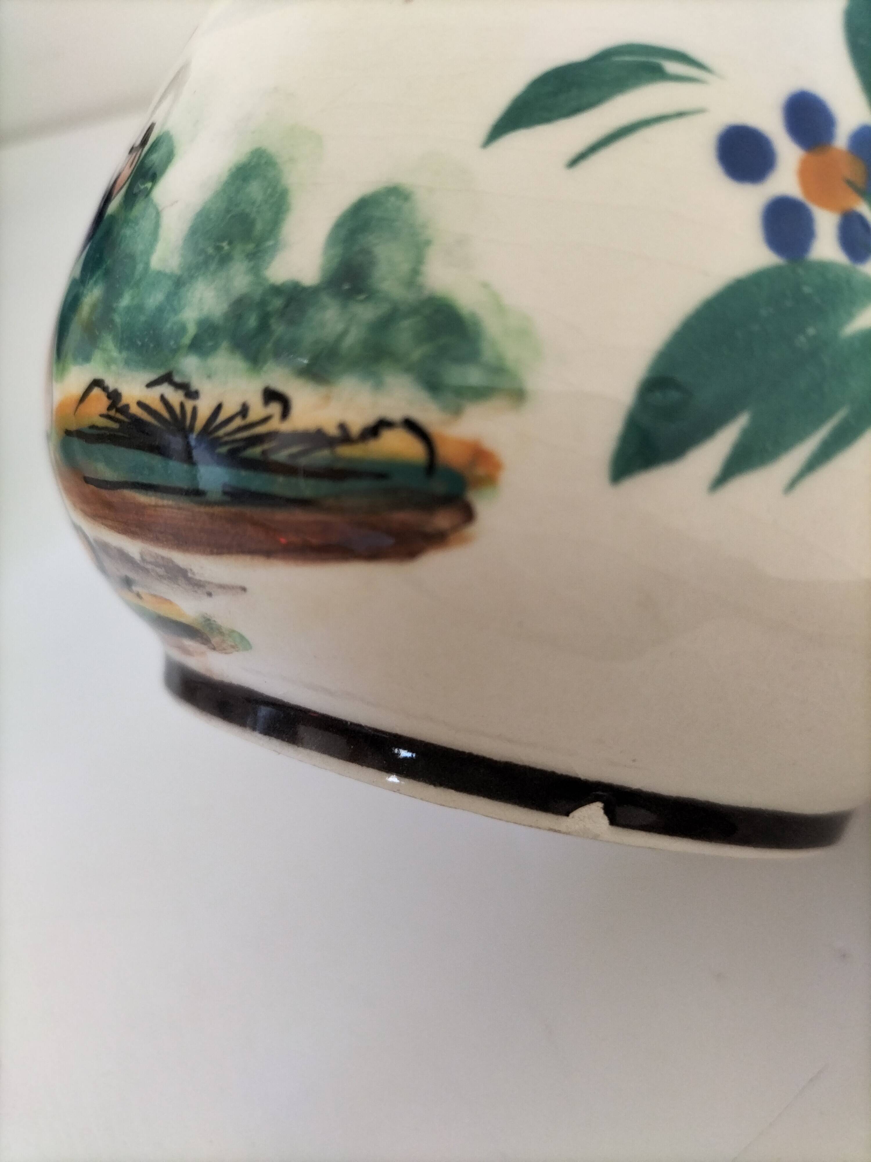 Breakfast cup HB Quimper – earthenware with rich Breton and floral decoration