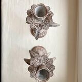 2 Aged Metal Candlesticks