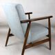 Fauteuil bleu gris vintage, années 1970