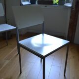 Set of 4 vintage metal and wood chairs from the 1990s.