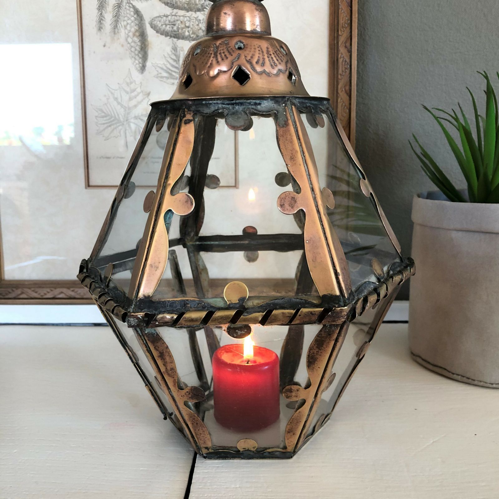 Ancient brass lantern 12 facets