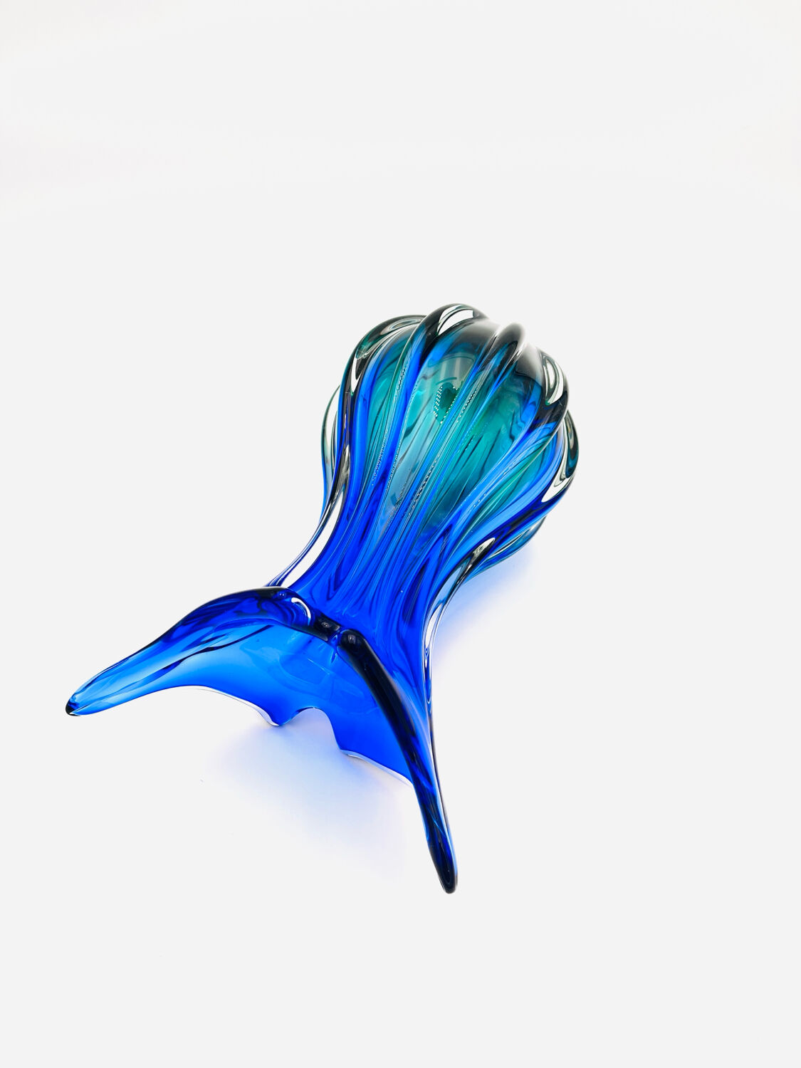 Large Murano Sommerso Vase 33cm - Cobalt Blue & Emerald - 2.8kg