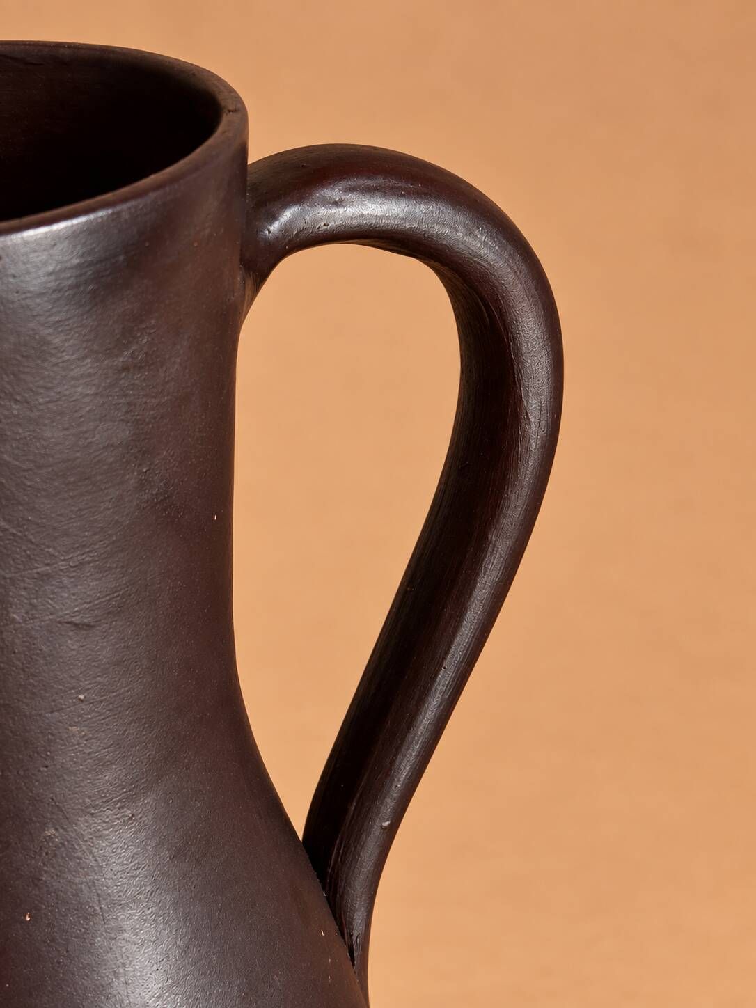 Brown stoneware jug, vintage wabi-sabi style