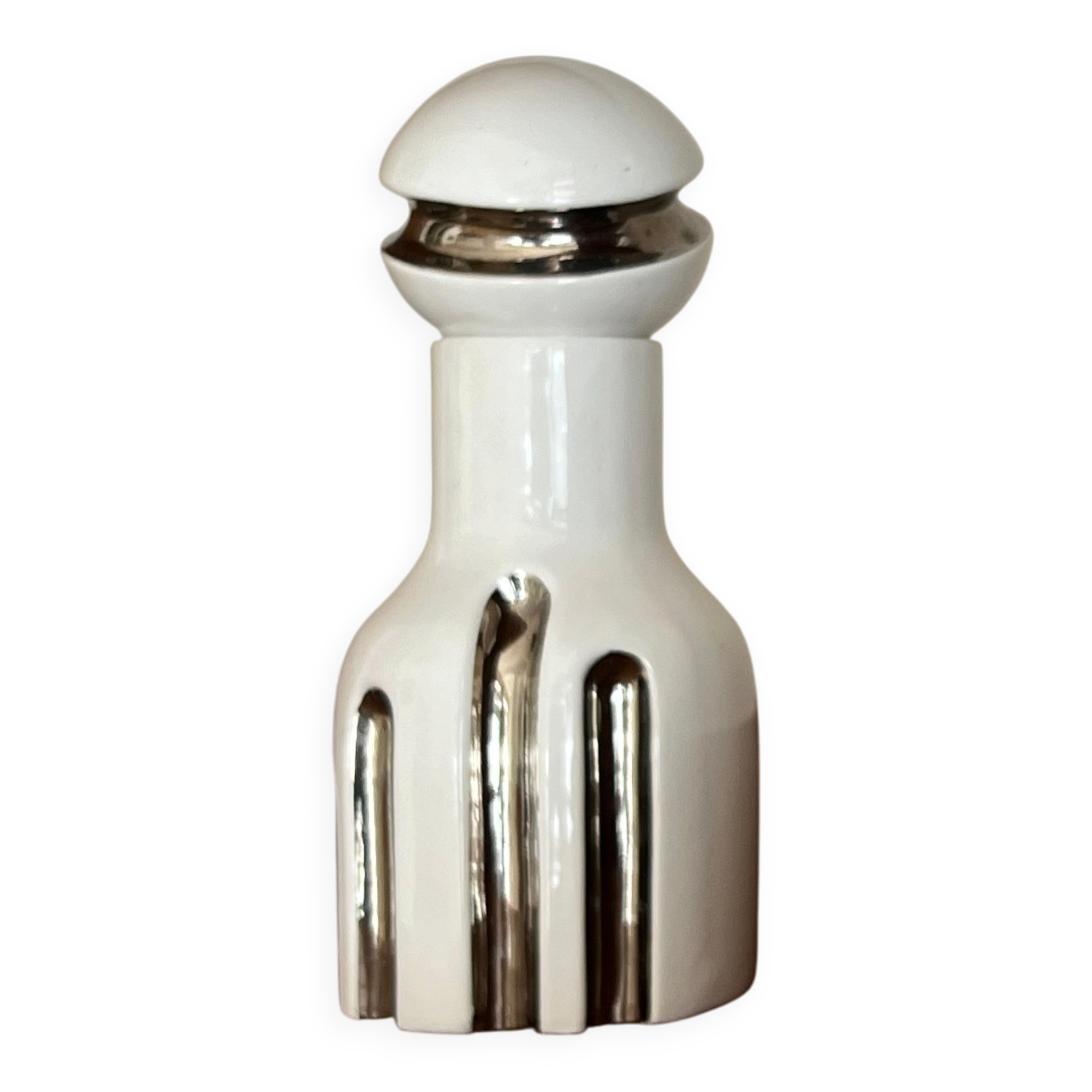 Decorative Ceramic Vase , white glazed, Scultptural Totem, 1970's Ceramic