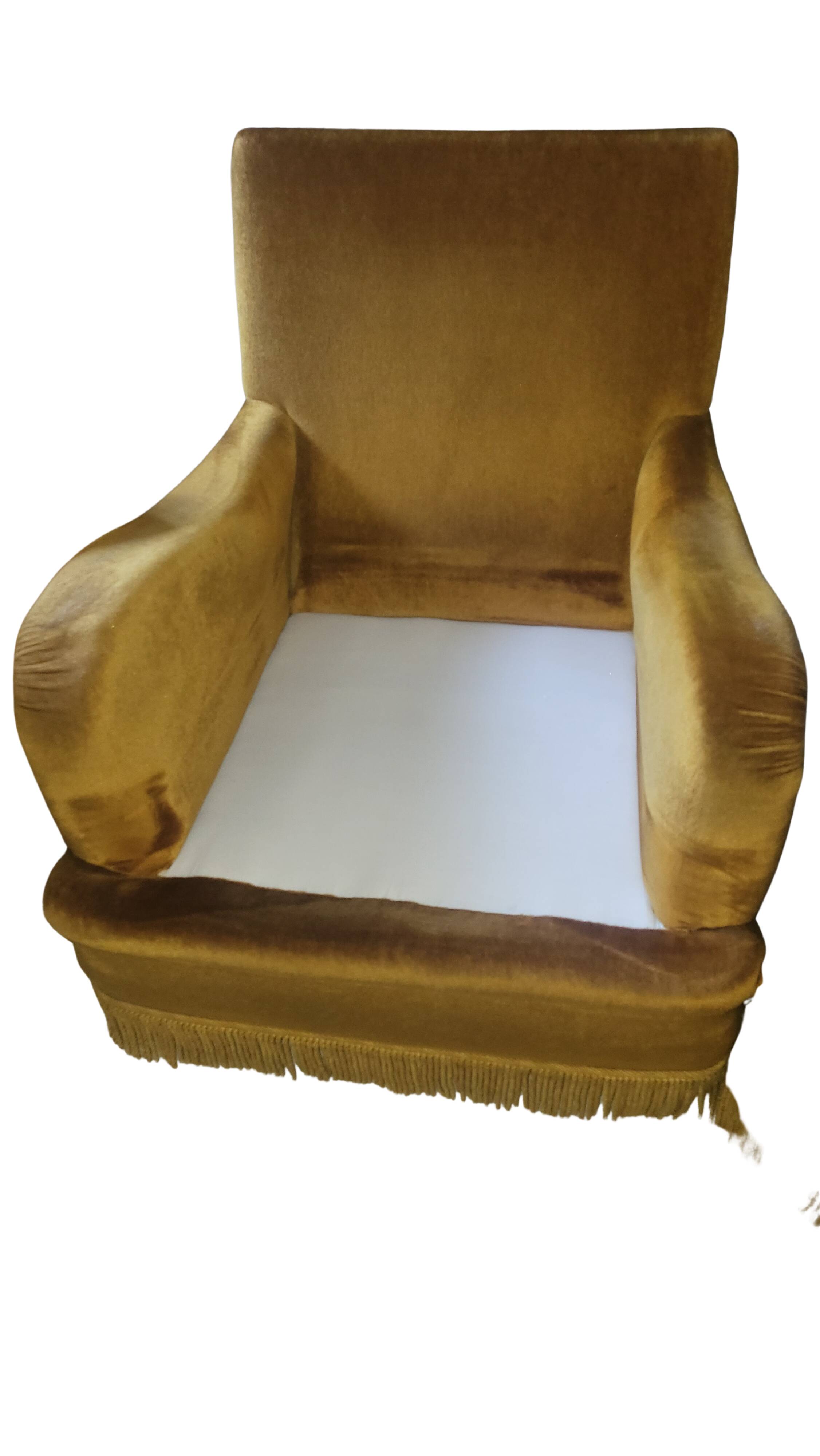 Pair of vintage gold velvet armchairs - excellent condition