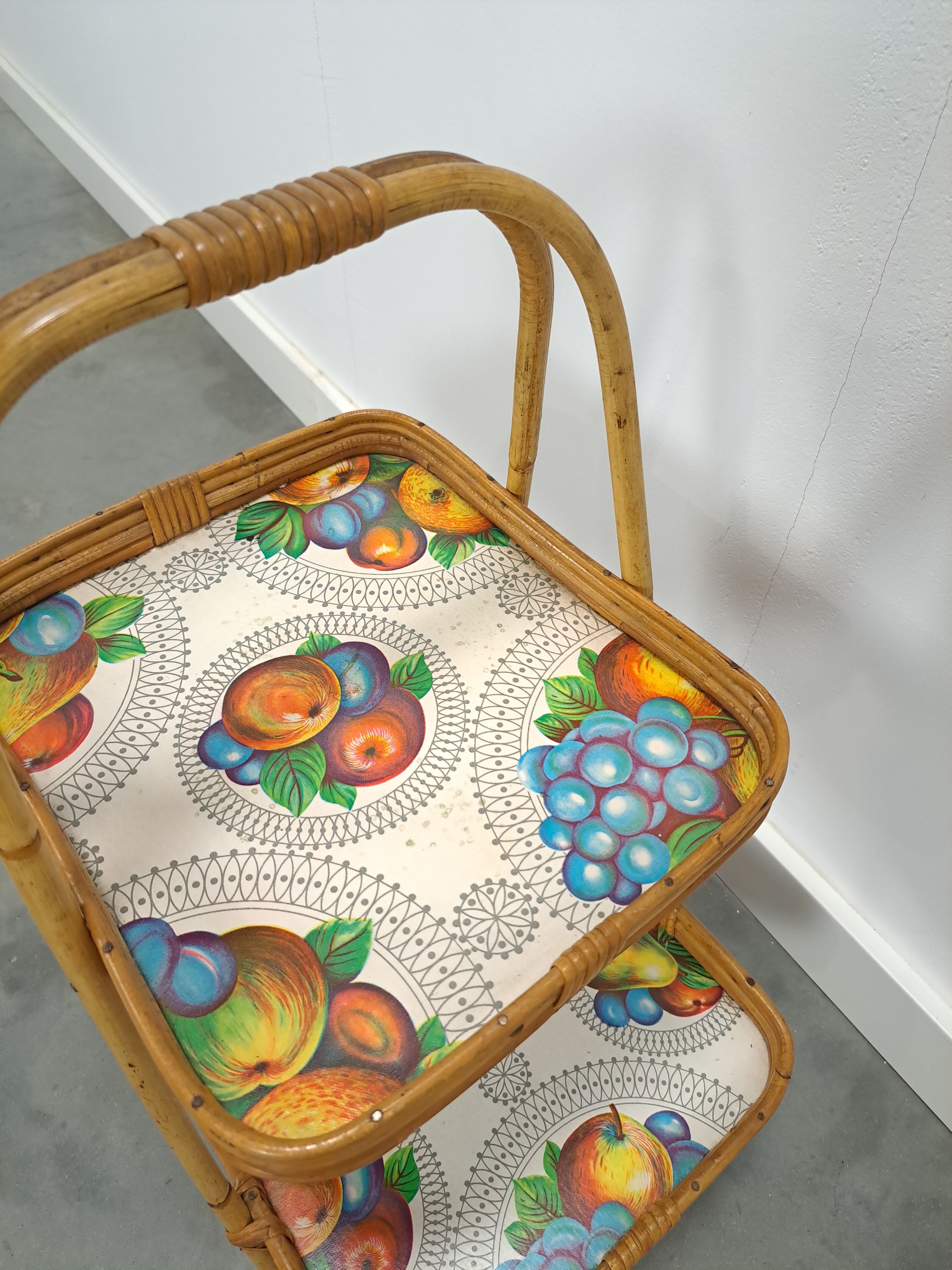 Rattan serving table