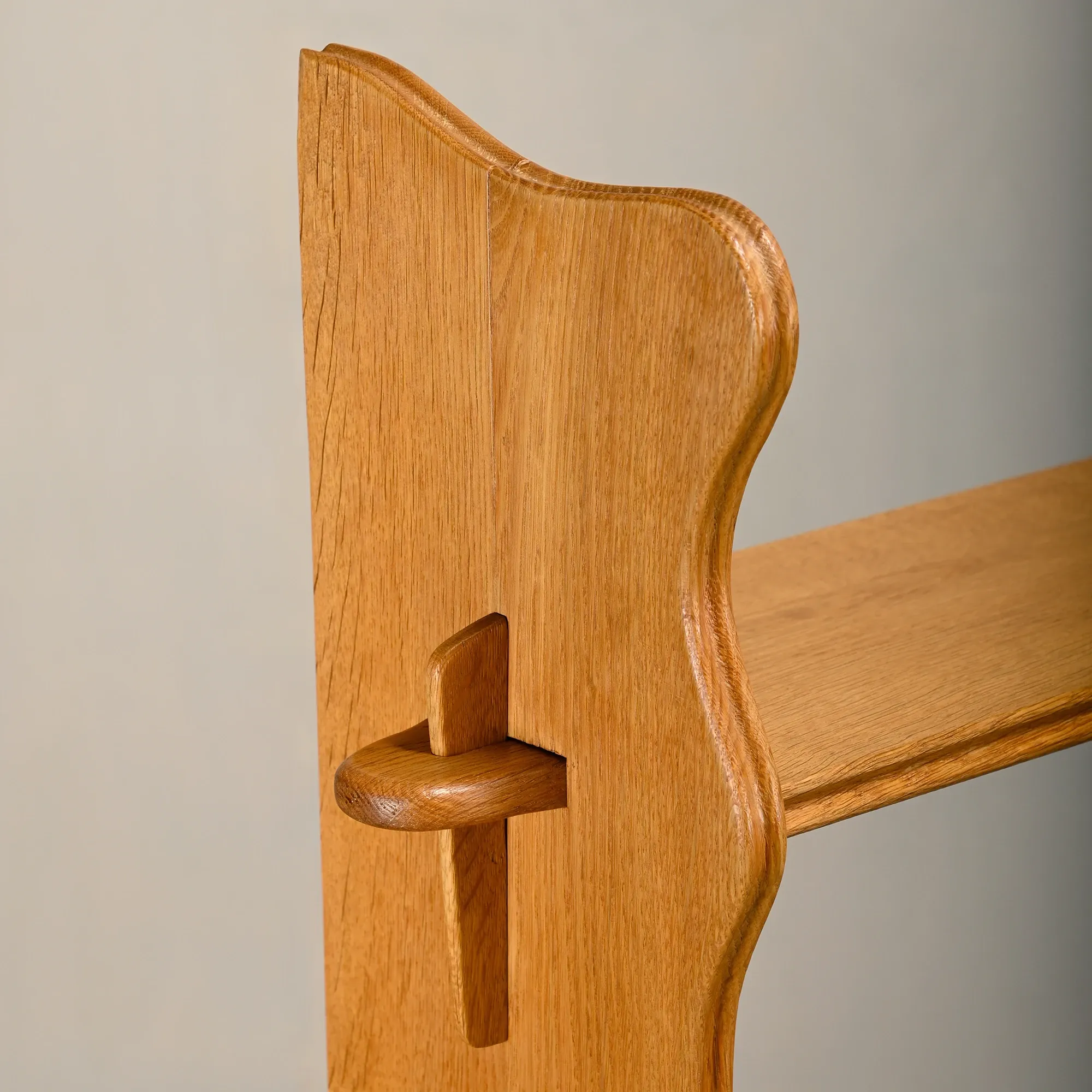 Shelf in Brutalist Henning Kjærnulf or Arts and Crafts style solid Oak 1960
