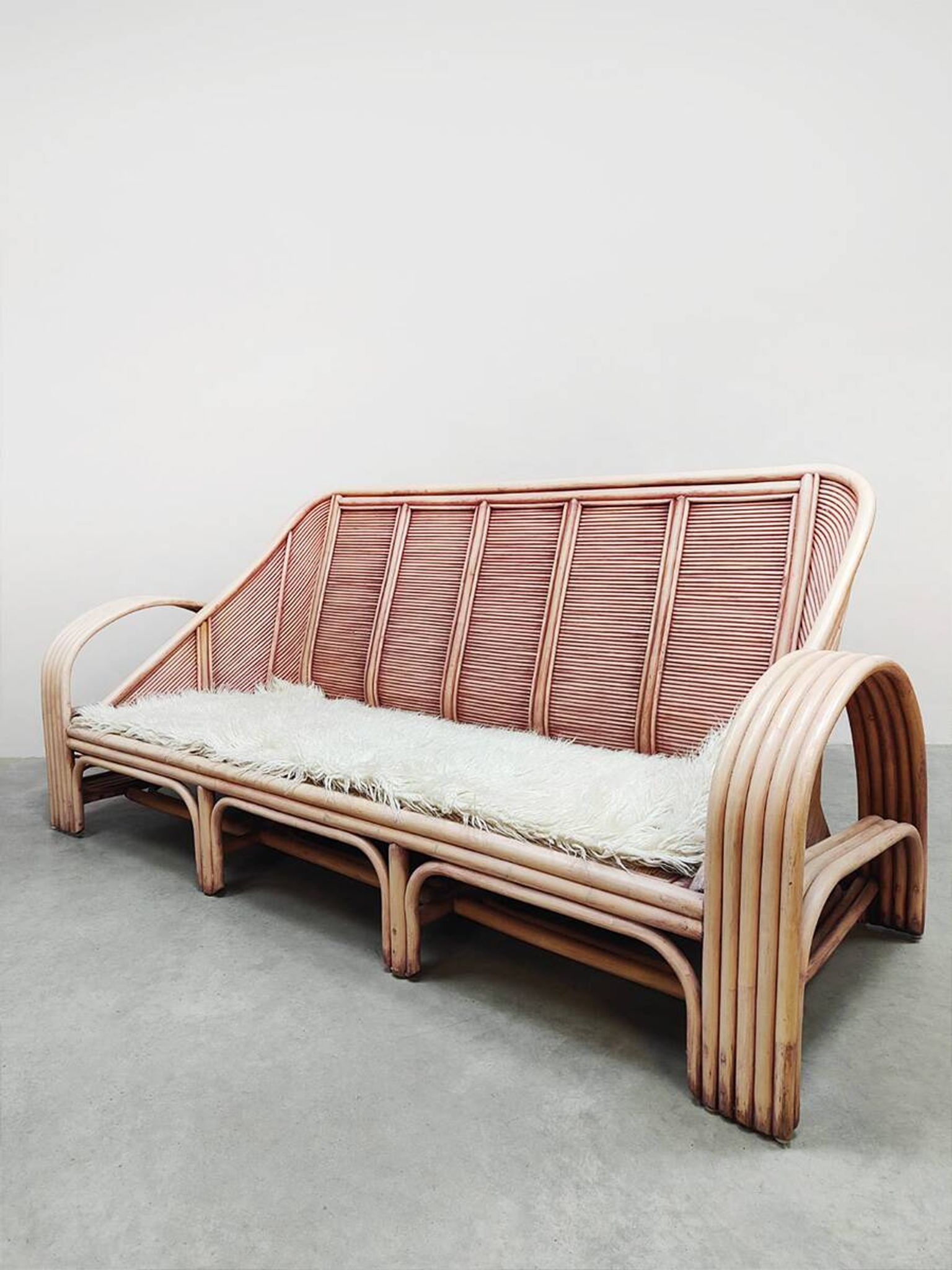 Vintage pink rattan bamboo lounge set ‘Boho-style’
