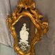 Mirror Rocaille Louis XV gilded wood decorated with a candle display depicting a lady Venice xixth