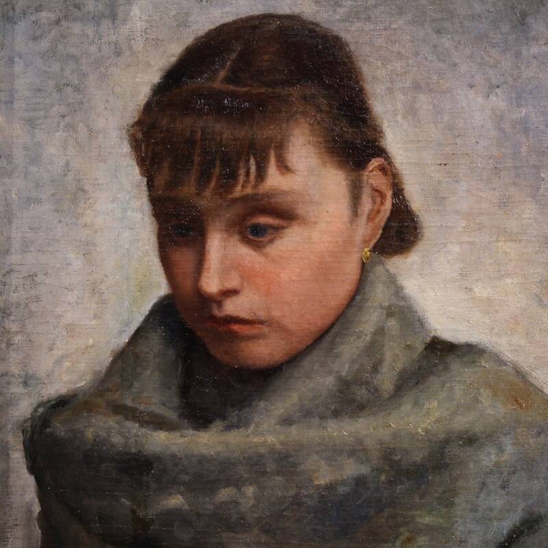 Portrait de femme en style impressionniste de peinture italienne.