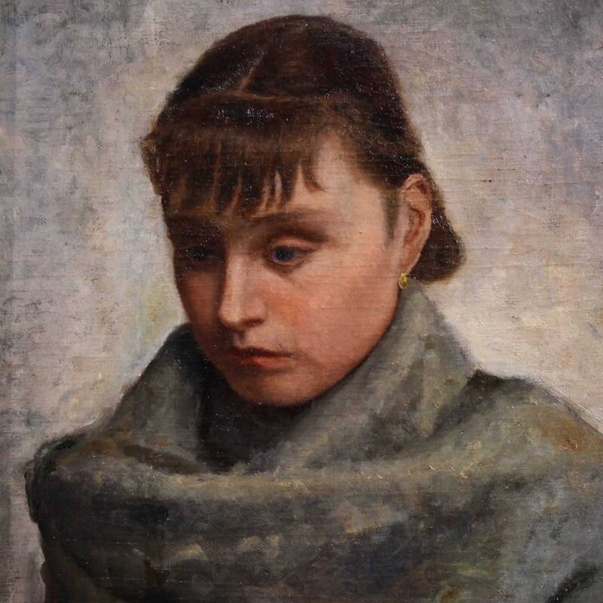Italian painting portrait of a woman in Impressionist style
