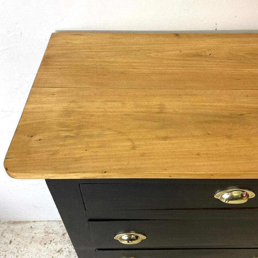 Blackened wooden chiffonnier and varnished top