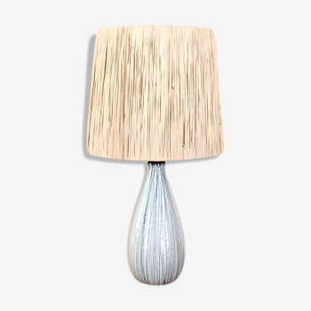 Lampe italienne en céramique, abat jour en raphia, années 60