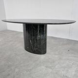 Vintage oval black marble dining table, 1970s