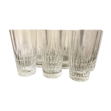 Coffret de 6 verres a orangeade long drink cristal daum modele crest