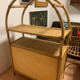Rattan shelf cabinet from the 1980s'