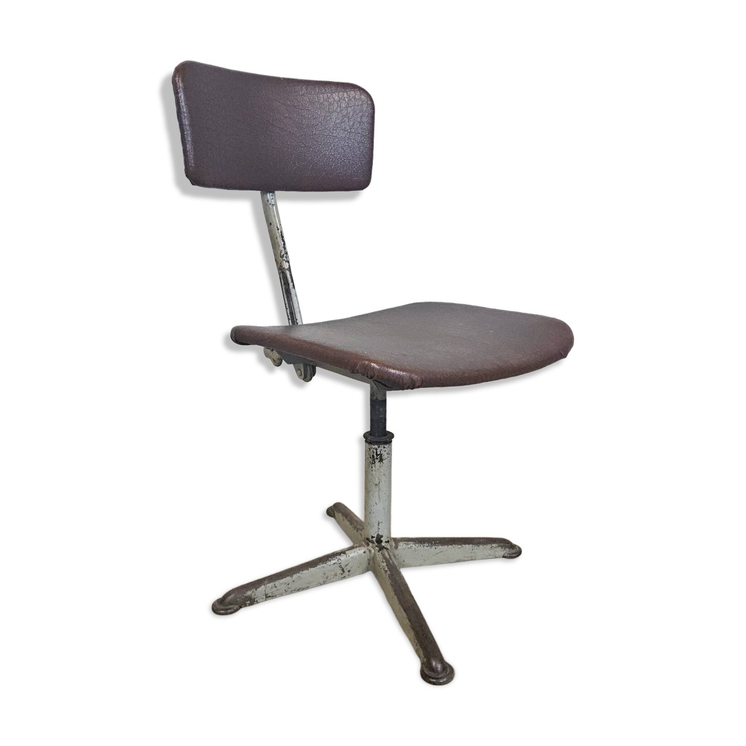 Vintage skai/metal adjustable industrial office chair (40s)