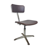 Chaise de bureau industrielle ajustable en skaï et métal, années 40