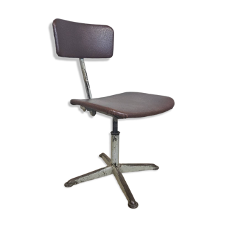 Vintage skai/metal adjustable industrial office chair (40s)