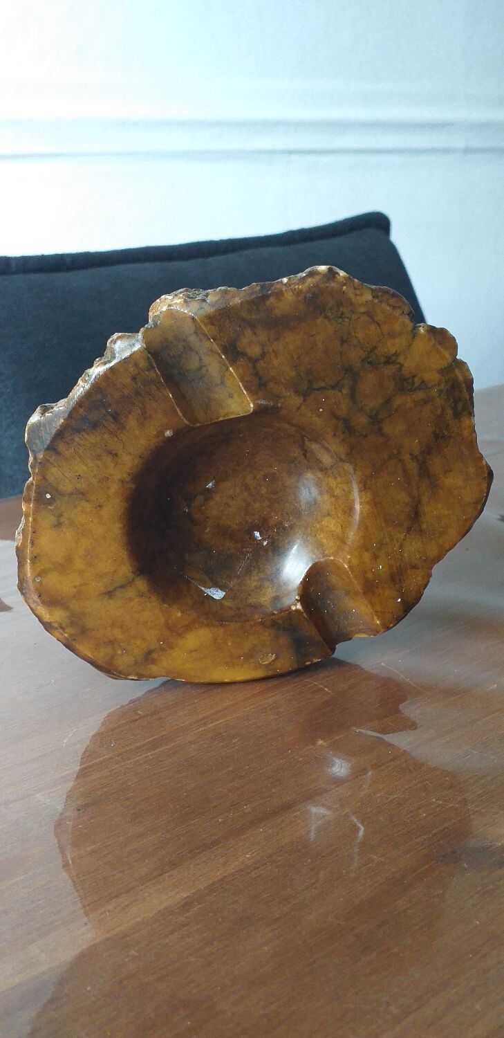 Brown alabaster ashtray