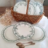 Old dessert plates mismatched in iron earth
